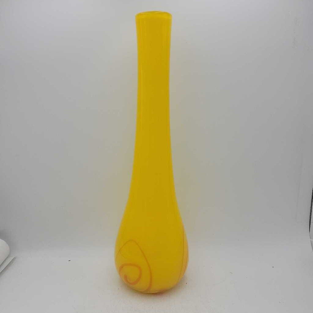 Art Glass Yellow Orange Vase (DMG) 0623