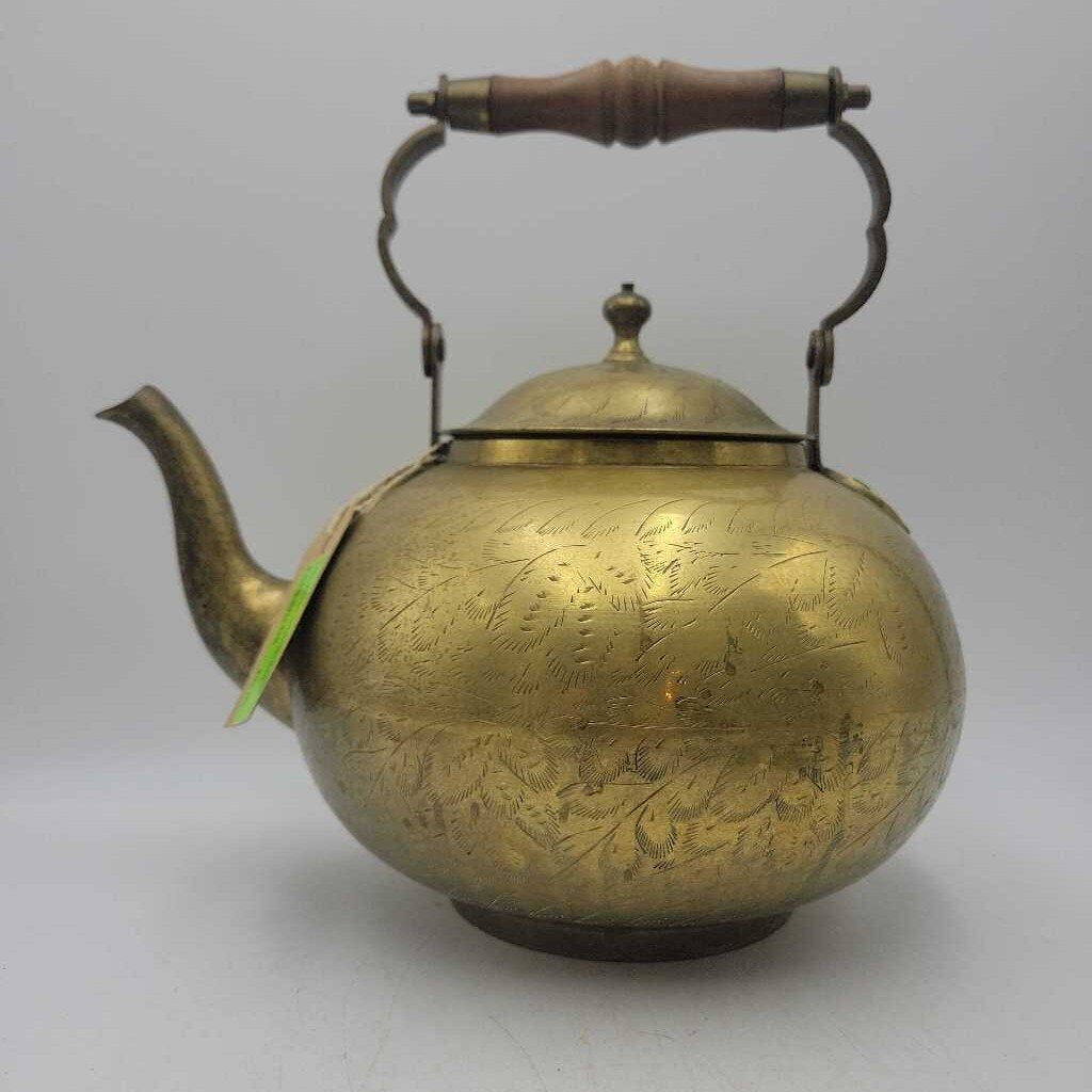 Etched solid brass kettle (COL#2193)