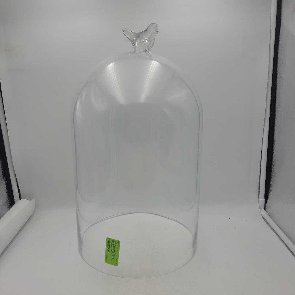 Glass Dome Cloche Bird handle Large (YVO) 509