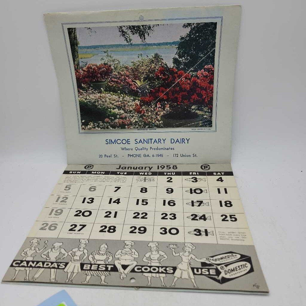 Simcoe Sanitary full Calendar 1958(creased) (as is) (DR)