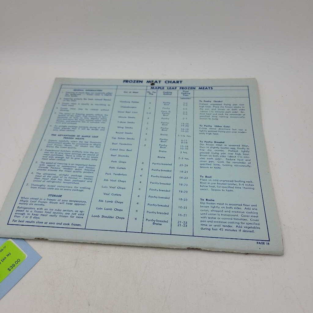 Simcoe Sanitary full Calendar 1958(creased) (as is) (DR)