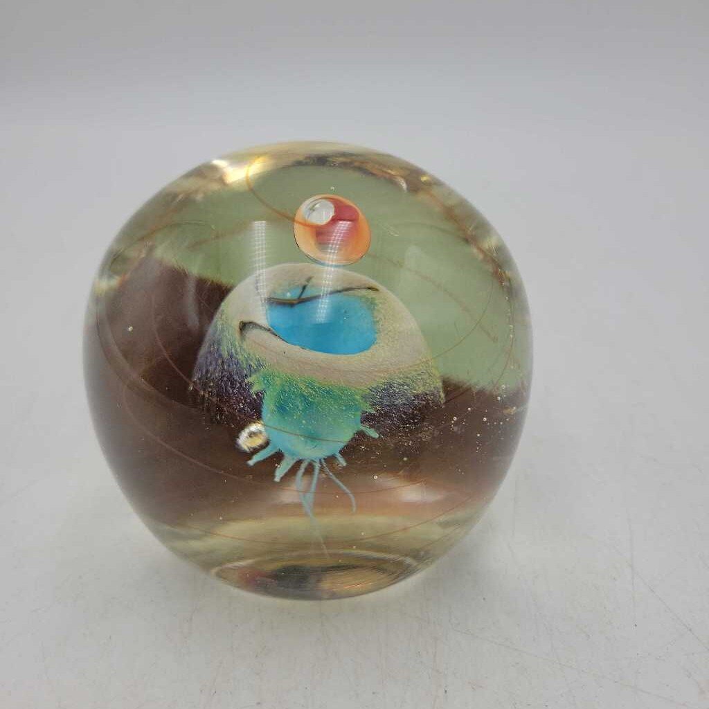 Unique Glass Paperweight Worm hole Bubble (DMG) 610
