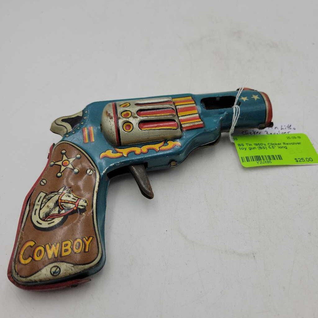 Tin 1950's Clicker Revolver toy gun (BS)