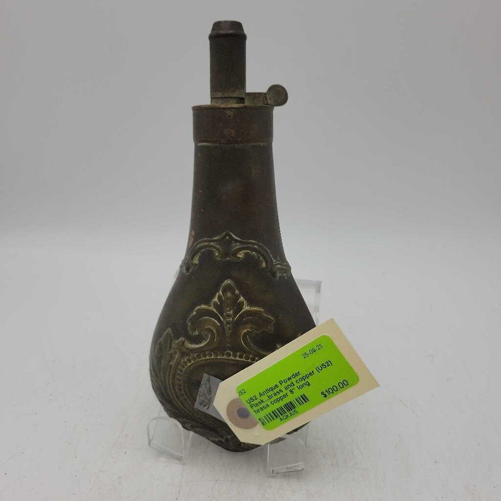 Antique Powder Flask....brass and copper (US2)