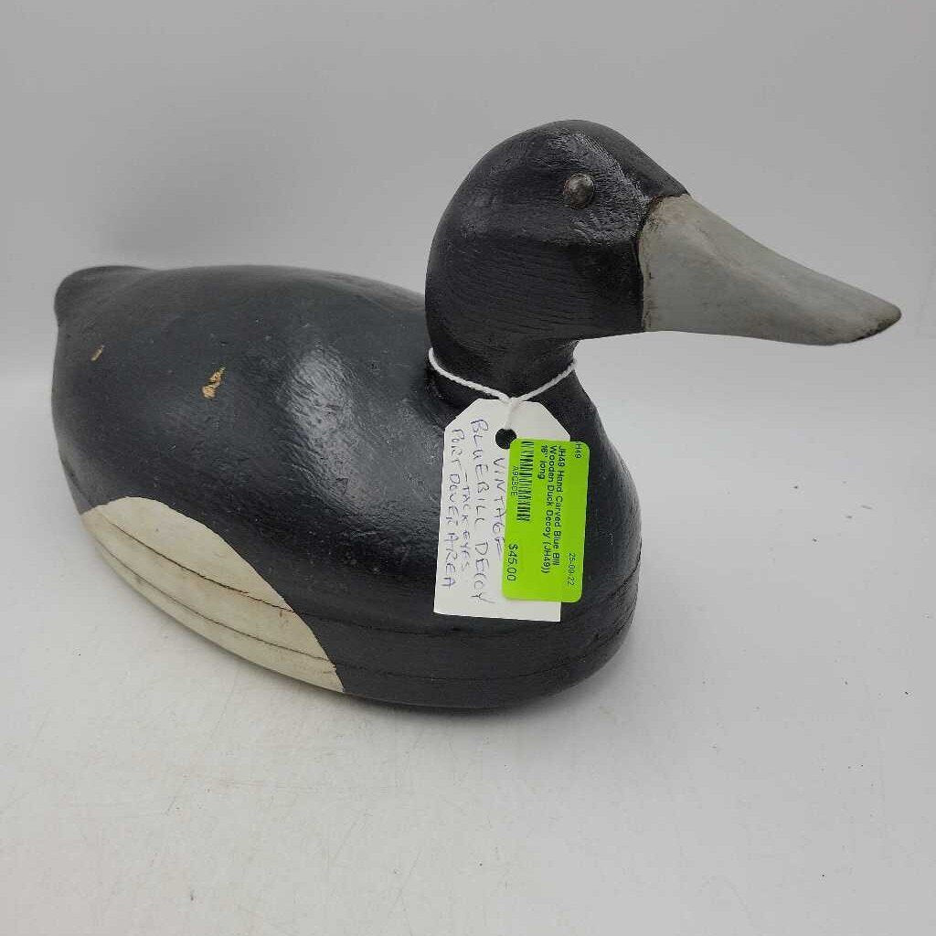 Hand Carved Blue Bill Wooden Duck Decoy (JH49))