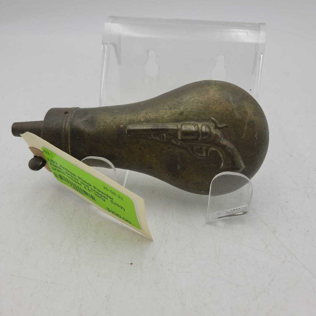 Antique Pistol Powder Flask....brass and copper (US2)