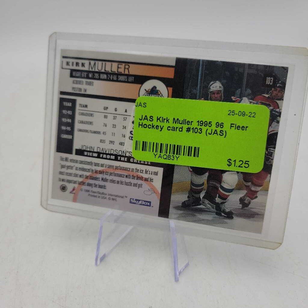 Kirk Muller 1995 96 Fleer Hockey card #103 (JAS)