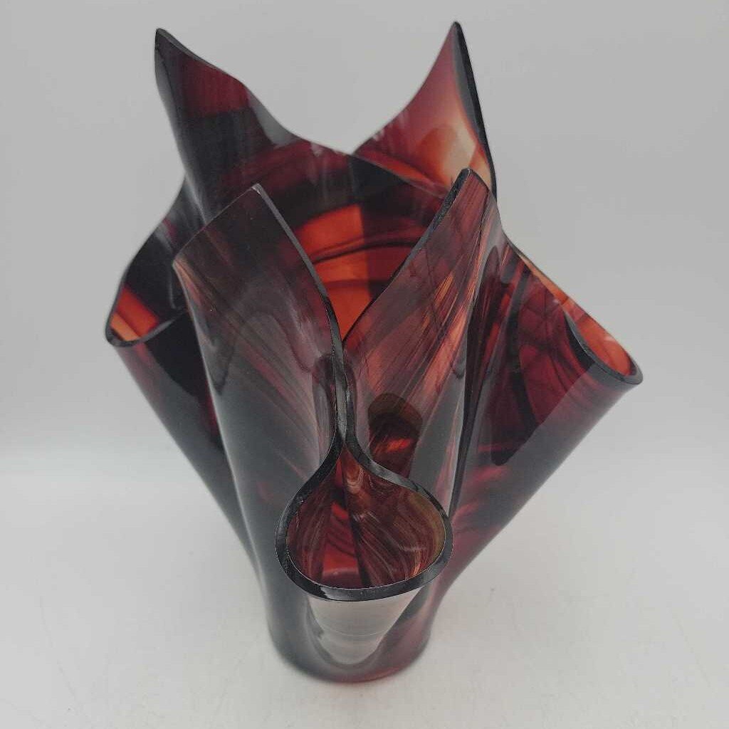 Burgundy Baroque Handkerchief Glass Vase (STV)