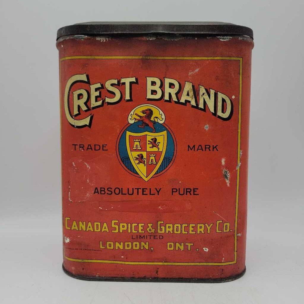 Crest Brand Canada Spice & Grocery Co London Ont.Tin (JEF)