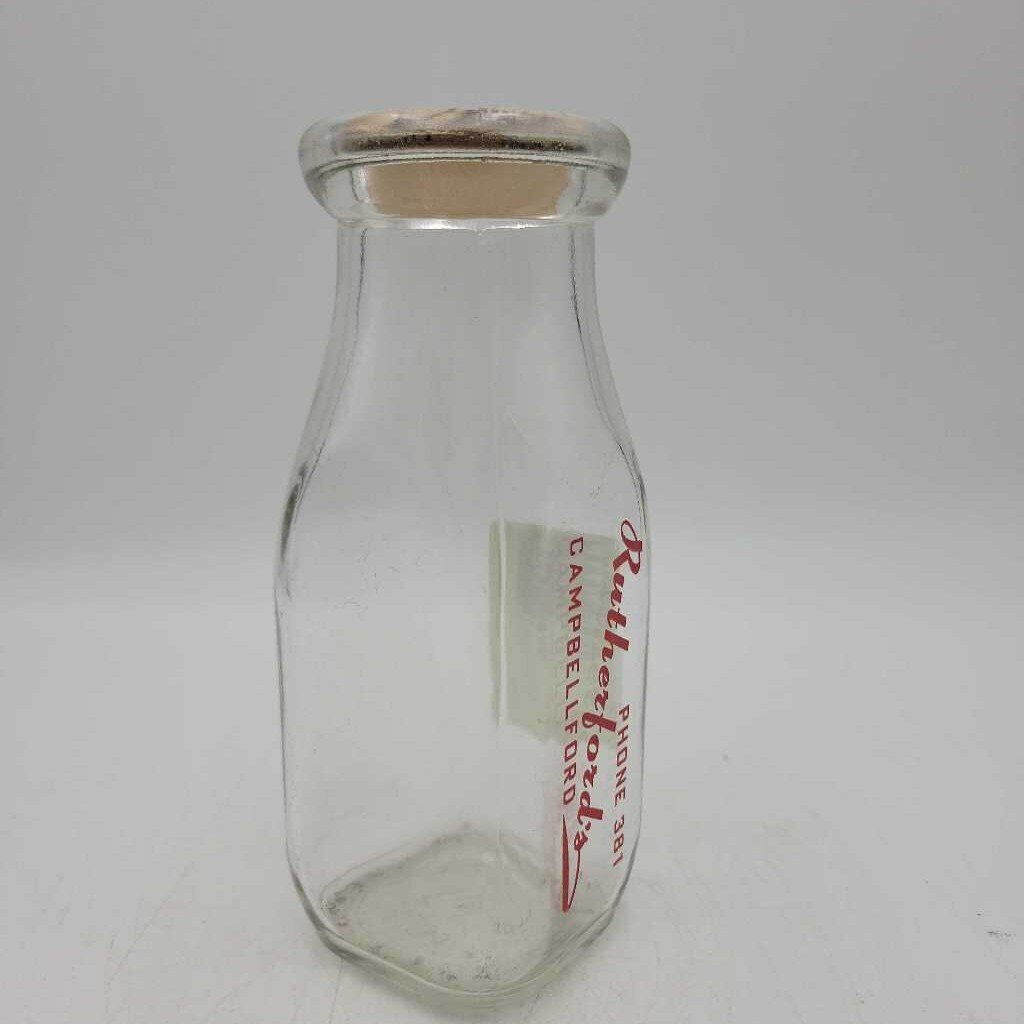 Rutherford's Campbellford Half Pint Milk bottle Dairy (JEF))