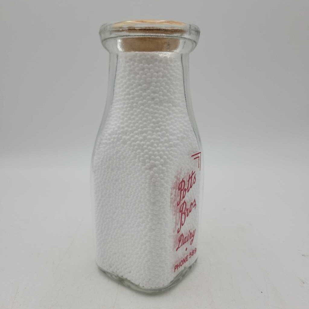 Pott's Bros Half Pint Milk bottle Dairy Collingwood (JEF))