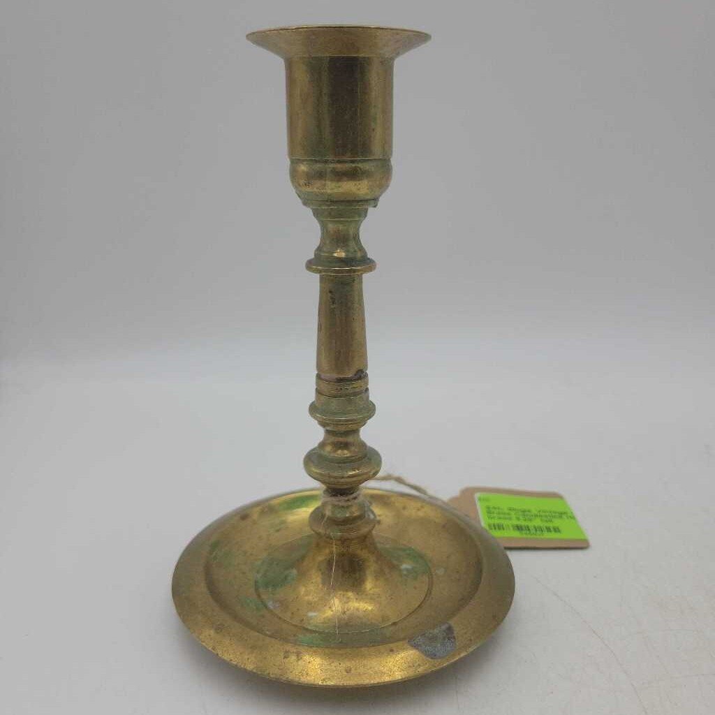 Single Vintage 5.5"H Brass Candlestick Holder (SAL)
