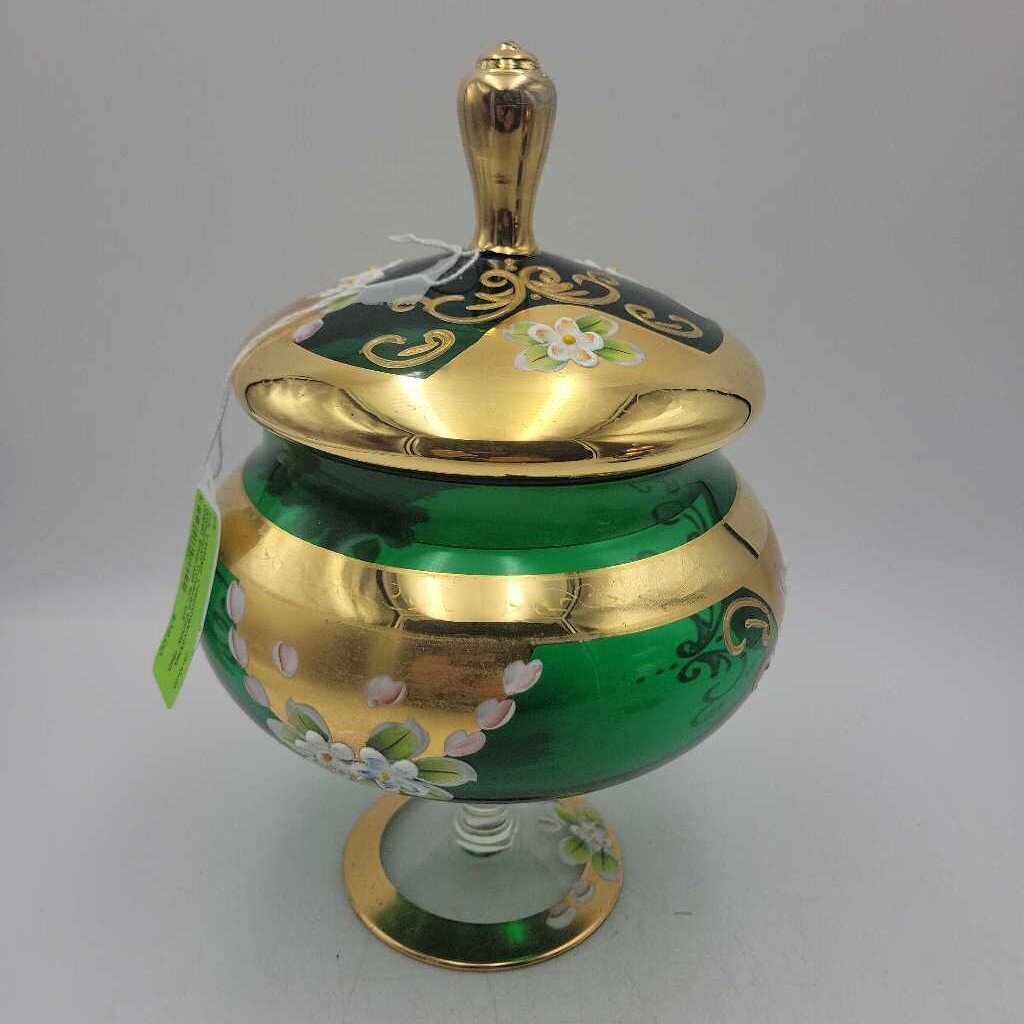 Vintage Czechoslovakian Bohemian Covered Candy dish (DEB)