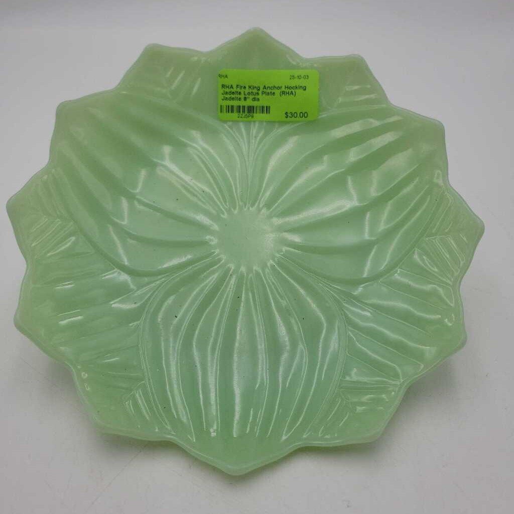 Fire King Anchor Hocking Jadeite Lotus Plate (RHA)