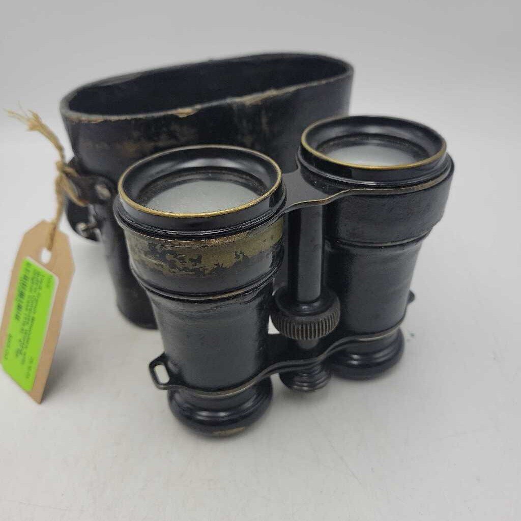 French Binoculars with Built-in Compass, Working, Original Case (TWS)