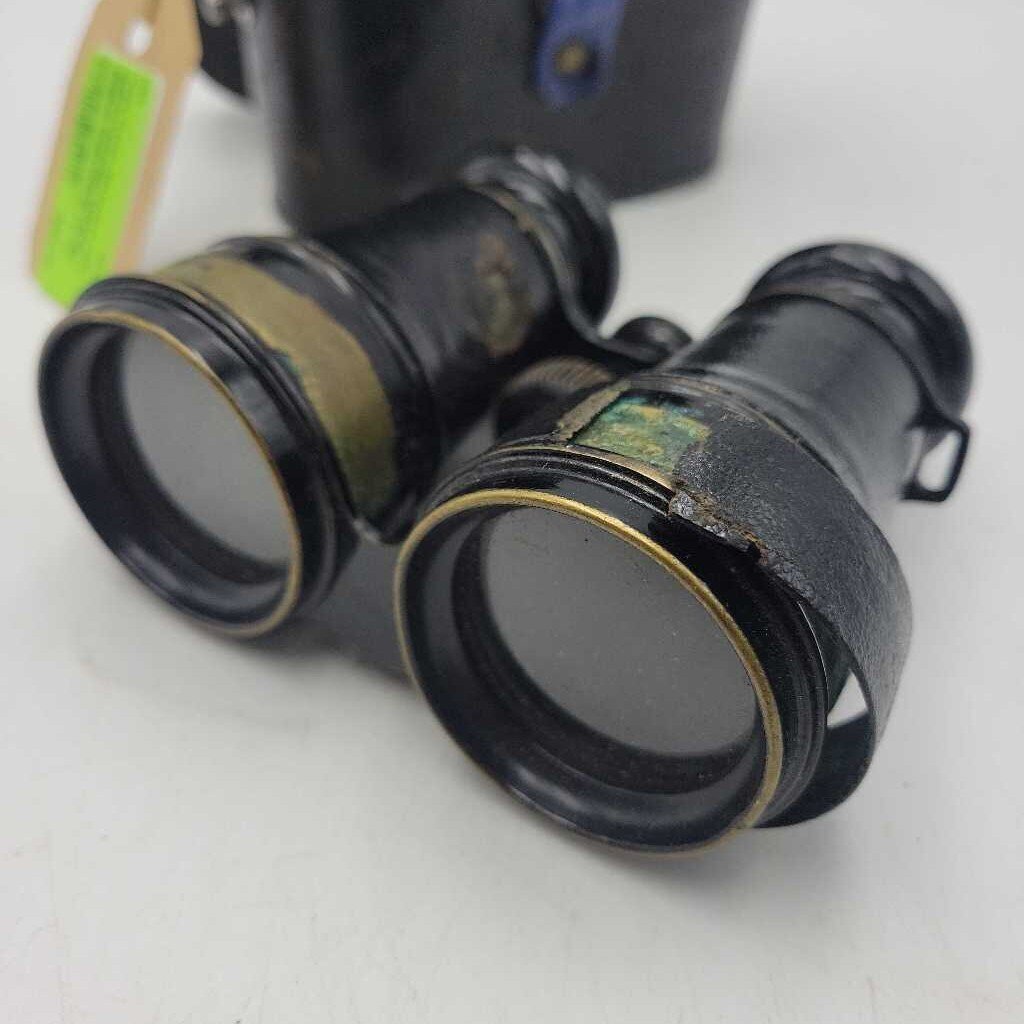 French Binoculars with Built-in Compass, Working, Original Case (TWS)