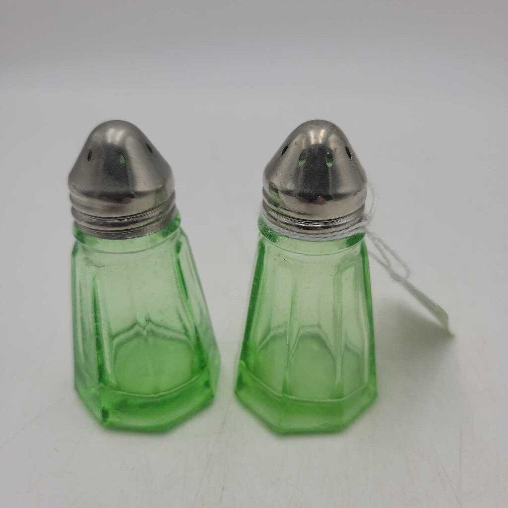 Hazel Atlas 1930's Uranium Glass Salt & Pepper