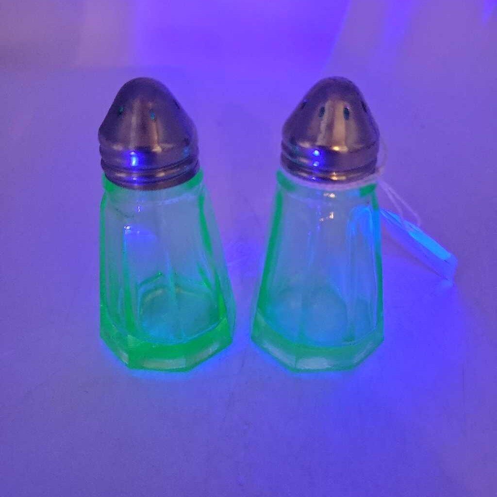 Hazel Atlas 1930's Uranium Glass Salt & Pepper