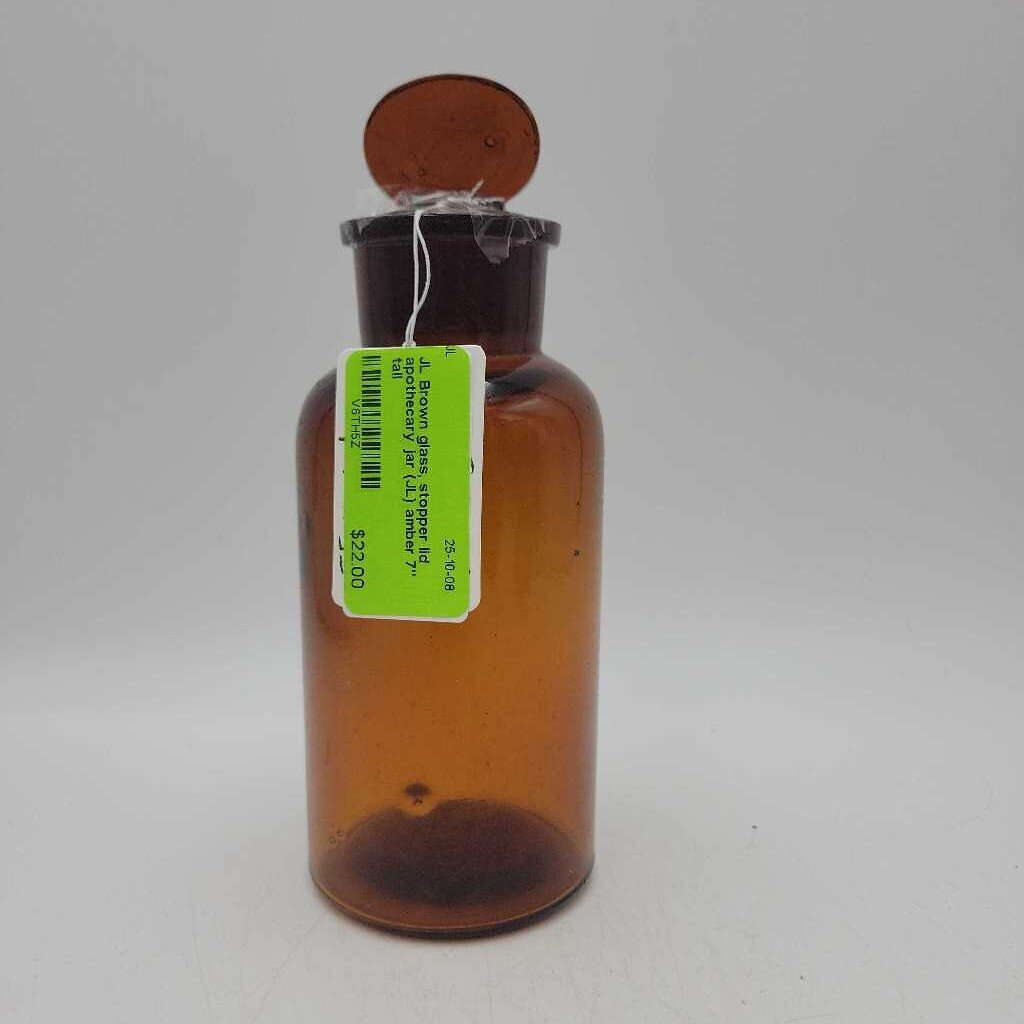 Brown glass, stopper lid apothecary jar (JL)