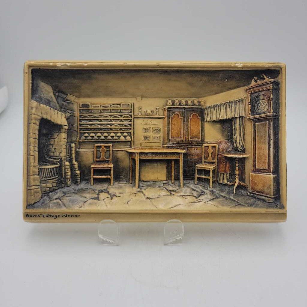 Ivorex Osborne wall plaque Burn's Cottage interior (JAS)