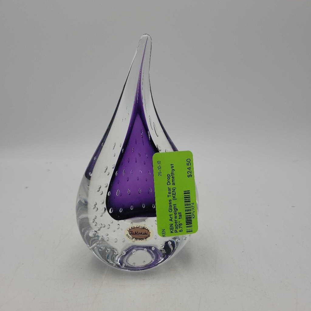 Art Glass Tear Drop Paperweight (KEN)