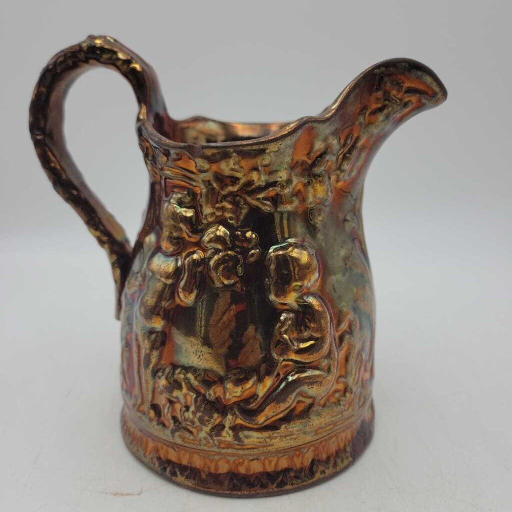 Copper lusterware pitcher with cherubs (MARR)