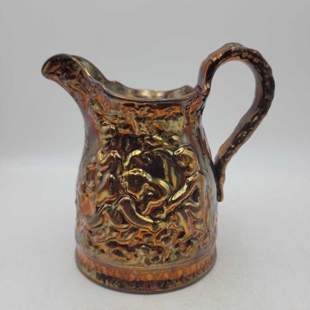Copper lusterware pitcher with cherubs (MARR)