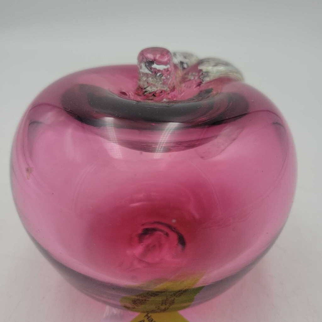Hand Blown Cranberry Glass Apple (LOR)