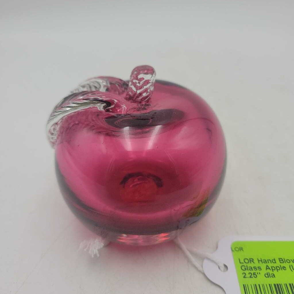 Hand Blown Cranberry Glass Apple (LOR)