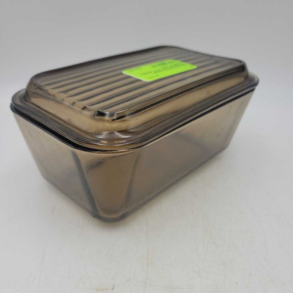 MCM Pyrex Brown Amber Refrigerator Dish (COL #2242)
