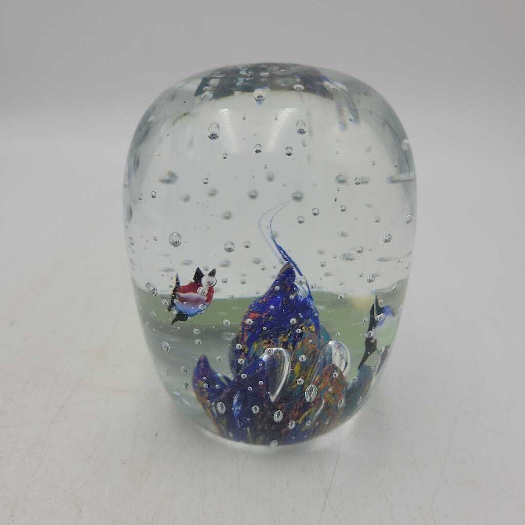 Unique Glass Paperweight Fish (BS)