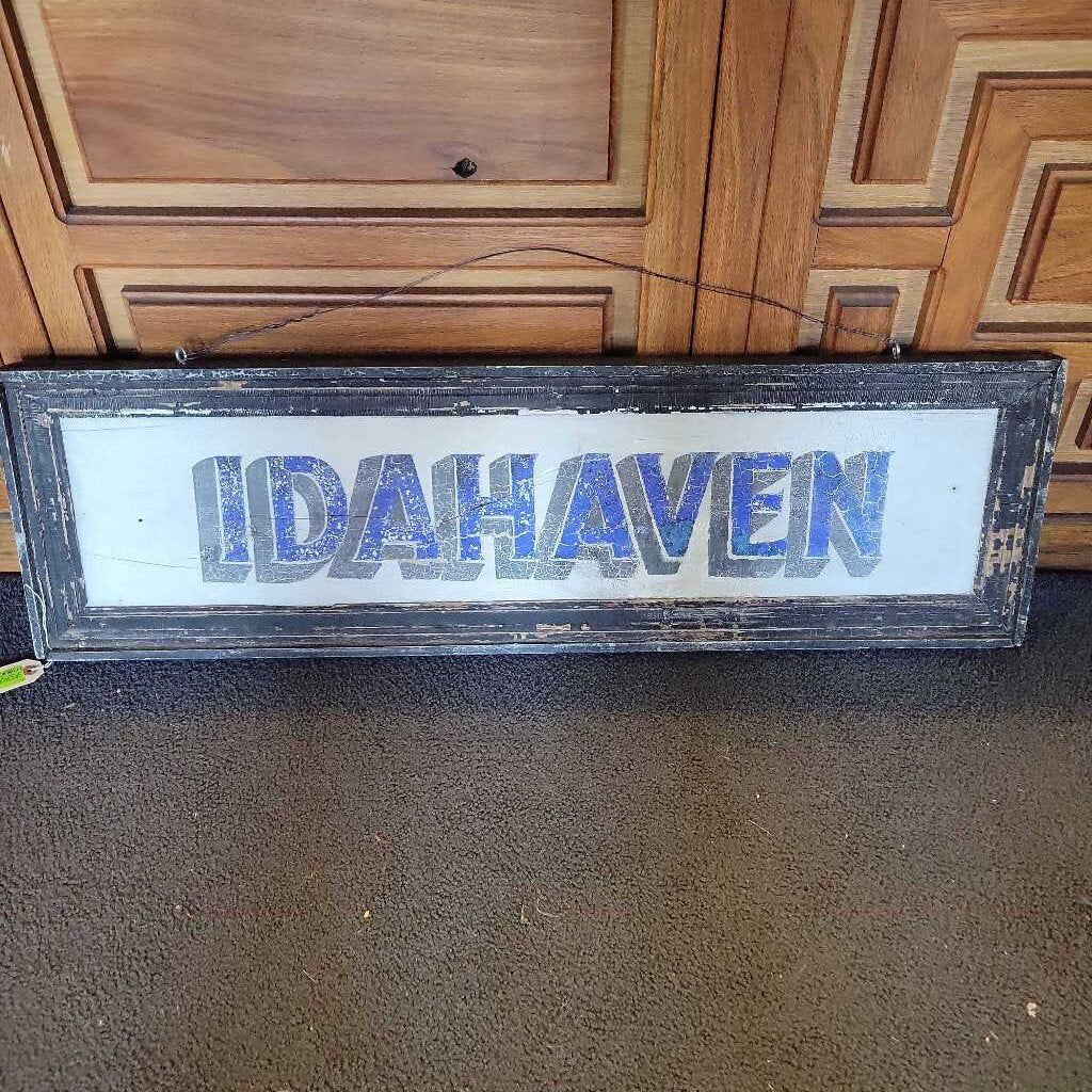 Antique Wooden Hand Painted Sign IDAHAVEN (JAS)