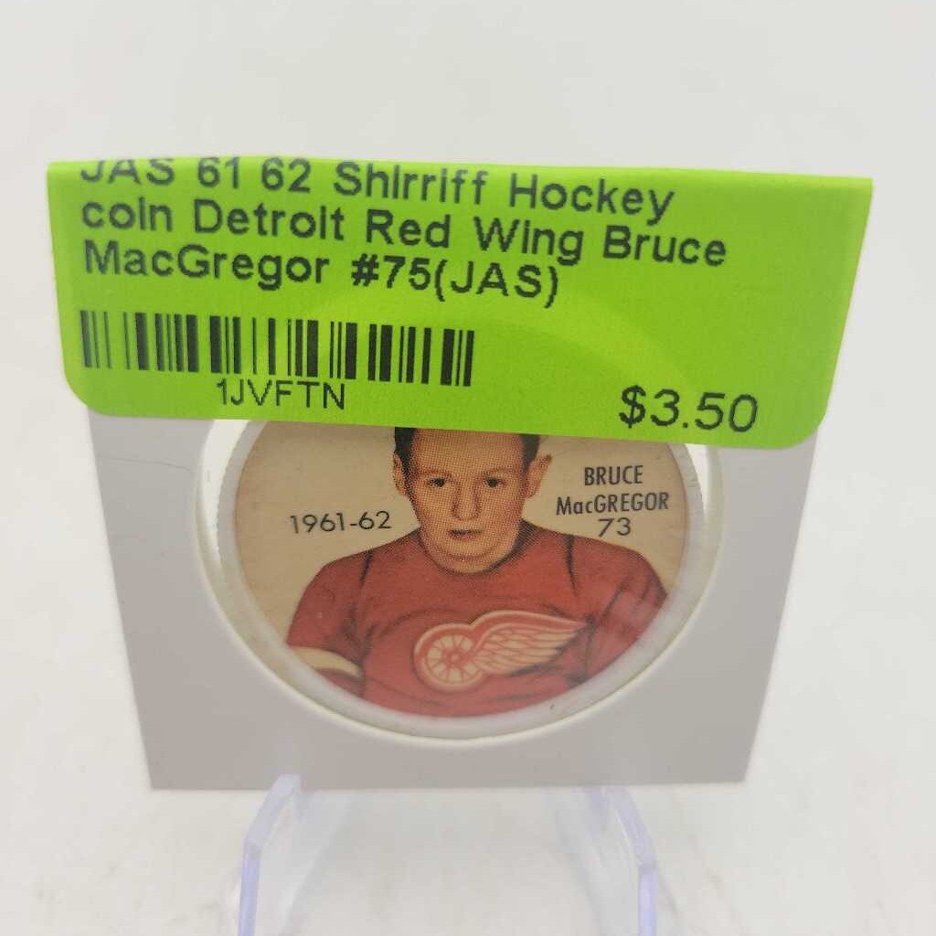 61 62 Shirriff Hockey coin Detroit Red Wing Bruce MacGregor #75(JAS)