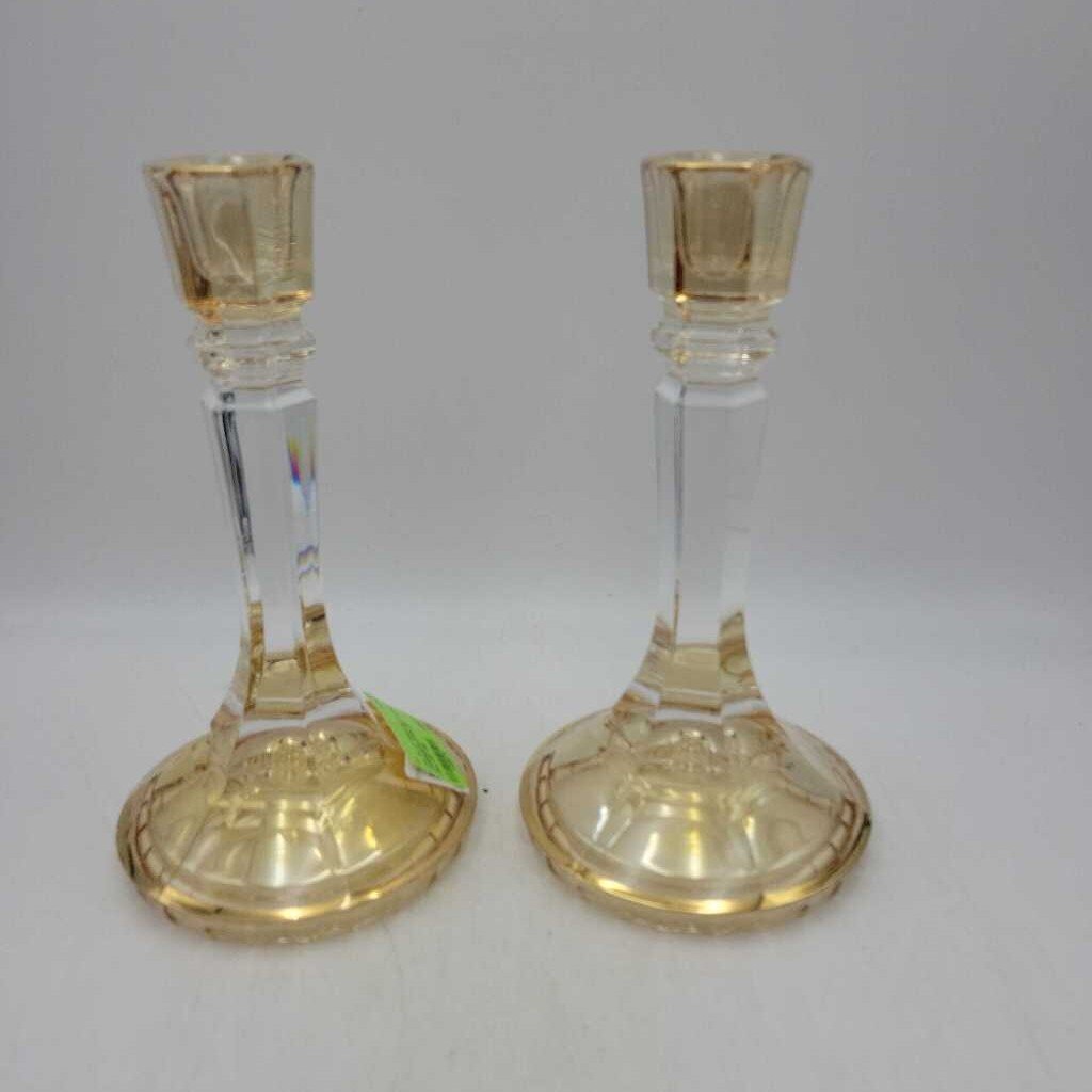 Pr. of Gold Crystal Candlesticks (COL #2273)