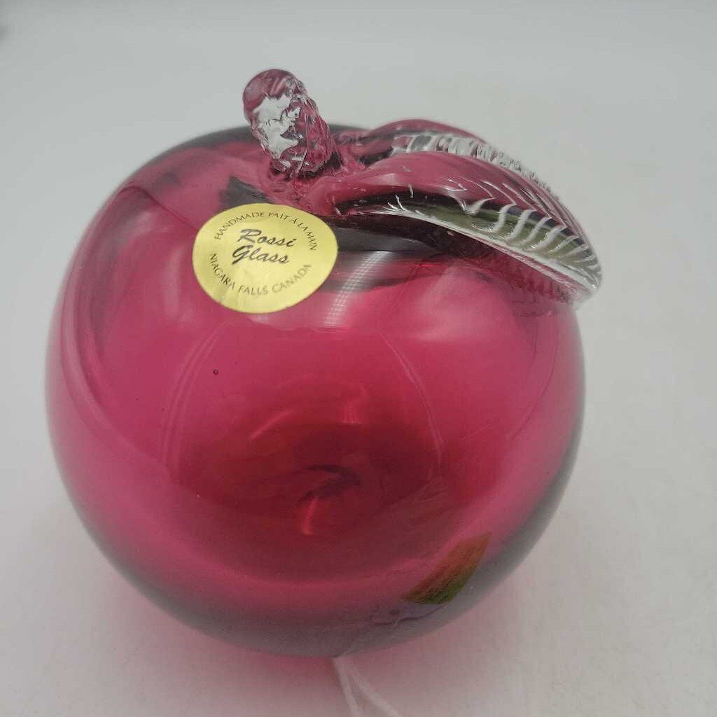 Hand Blown Cranberry Glass Apple (LOR)