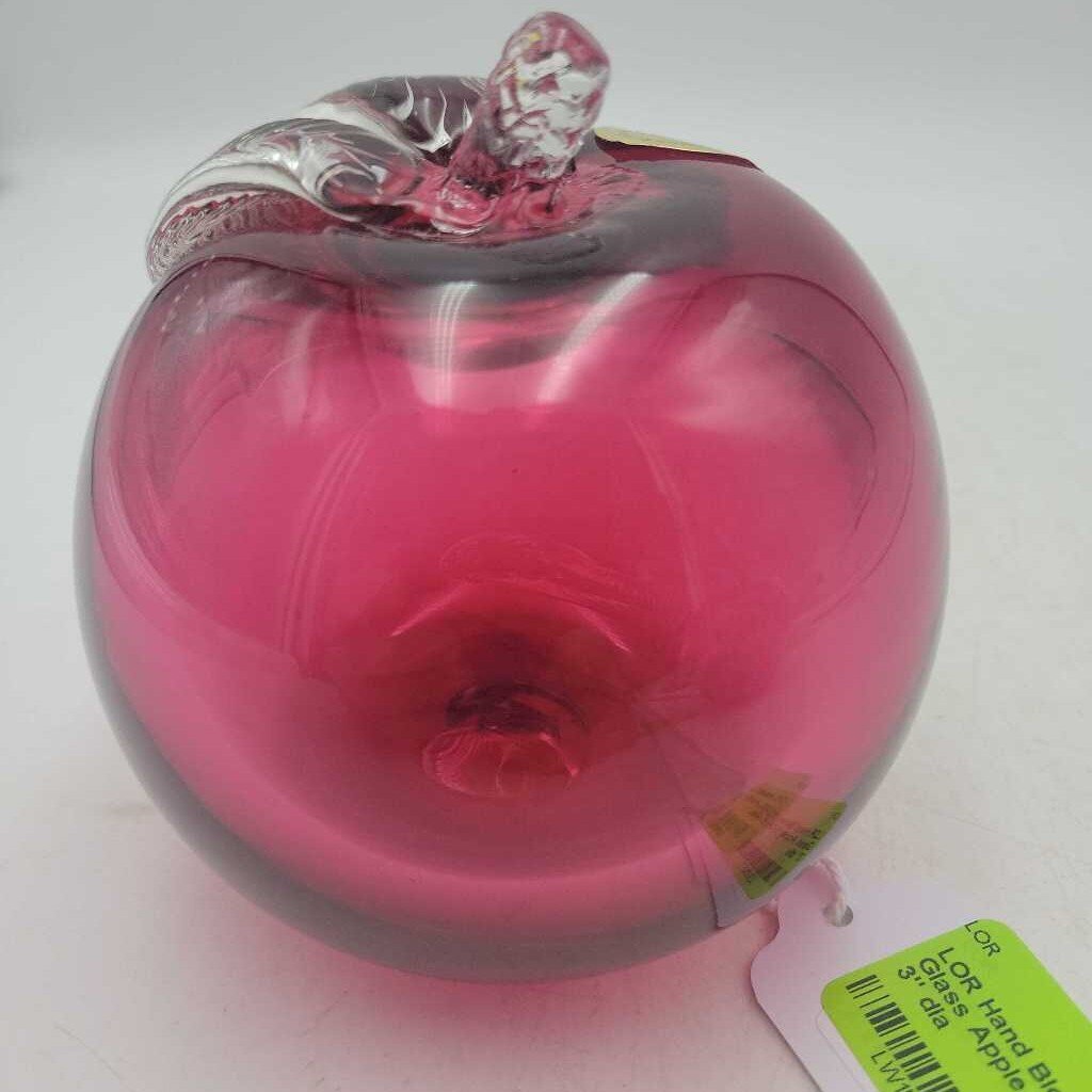Hand Blown Cranberry Glass Apple (LOR)