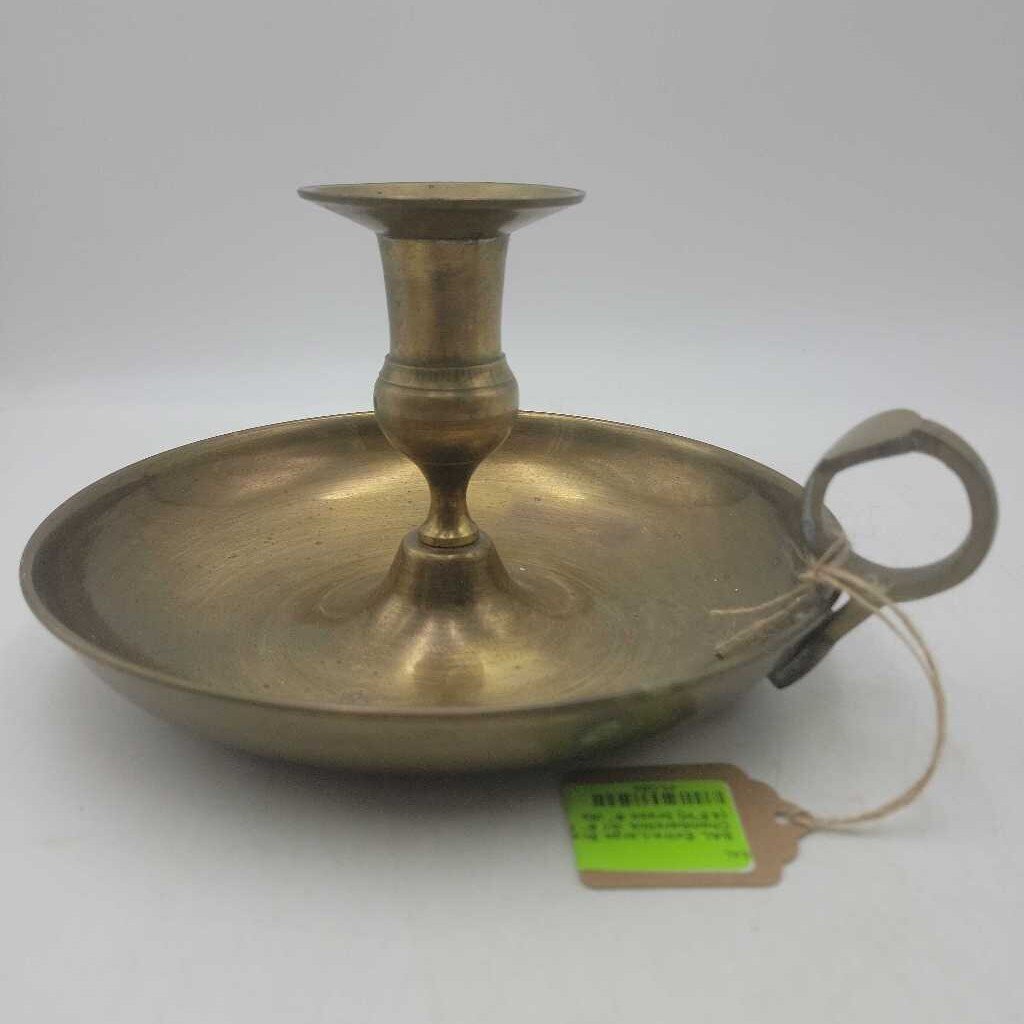 Extra-Large Brass Chamberstick w/ 8" Rnd Base (4.5"H)
