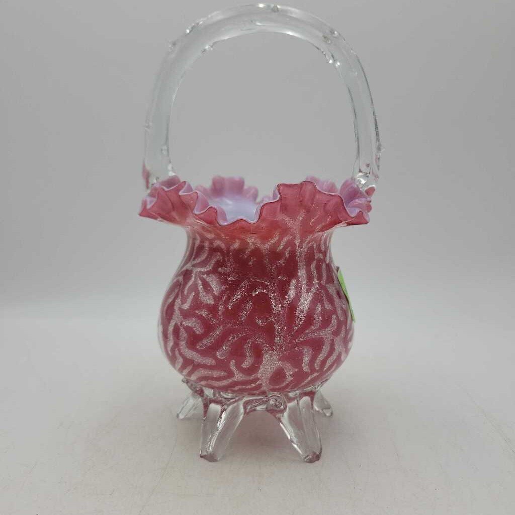 Footed Glass basket as is Chip on foot (LIND)