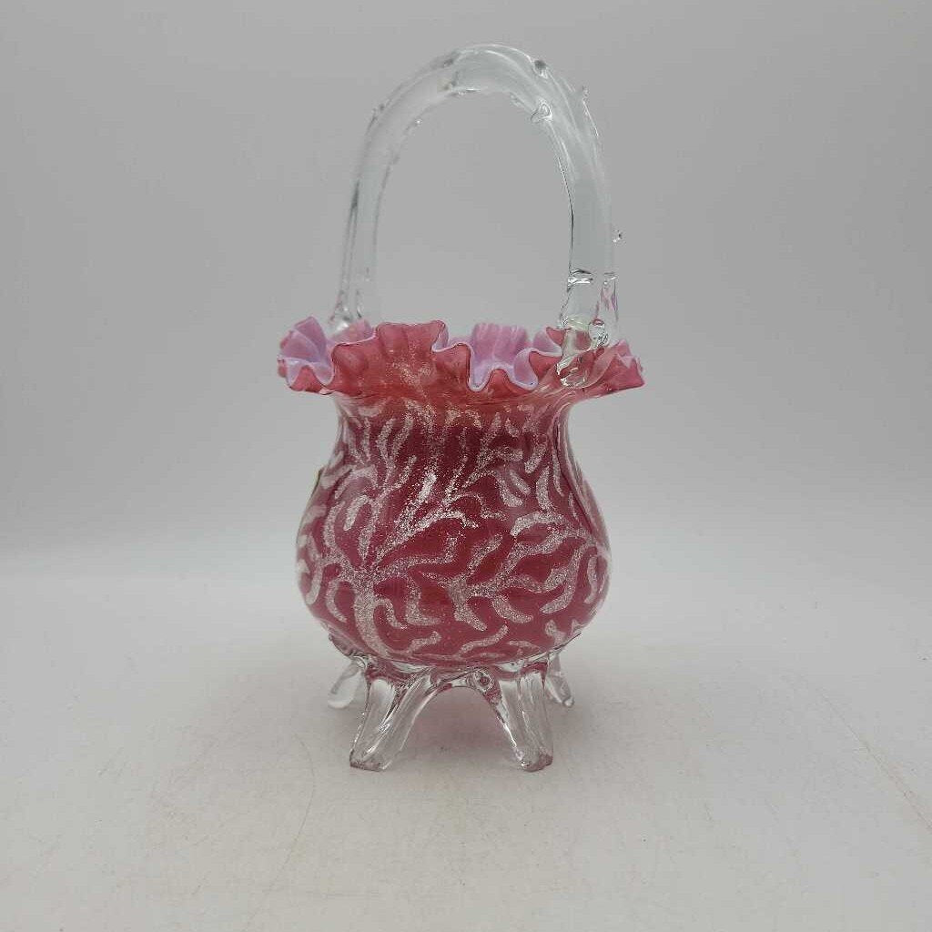 Footed Glass basket as is Chip on foot (LIND)