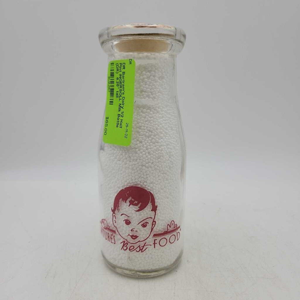 Bartram's Dairy 1/2 Half Pint INGERSOLL Milk Bottle (DR)