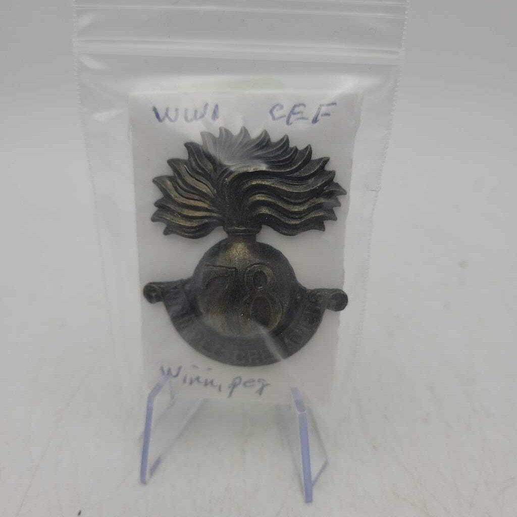 WW1 78 thCEF Canada Winnipeg Cap Badge (JL) war memorabilia