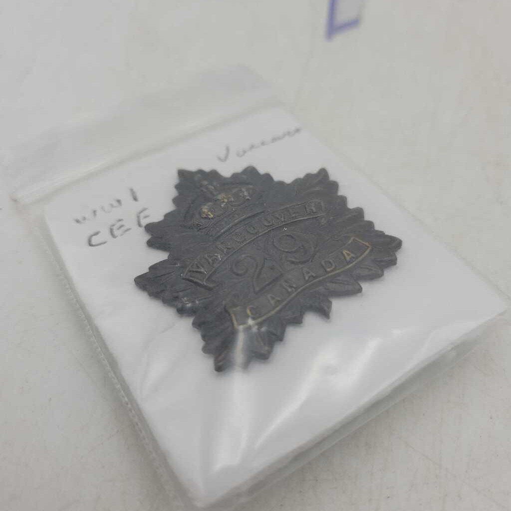 WW1 CEF 29 th Vancouver Badge (JL) war memorabilia
