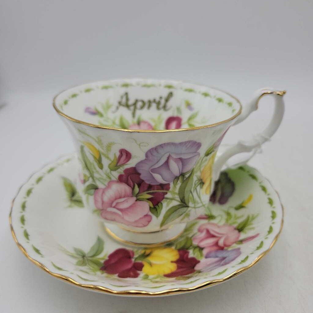 Royal Albert April Cup and Saucer (DEB) sweet pea