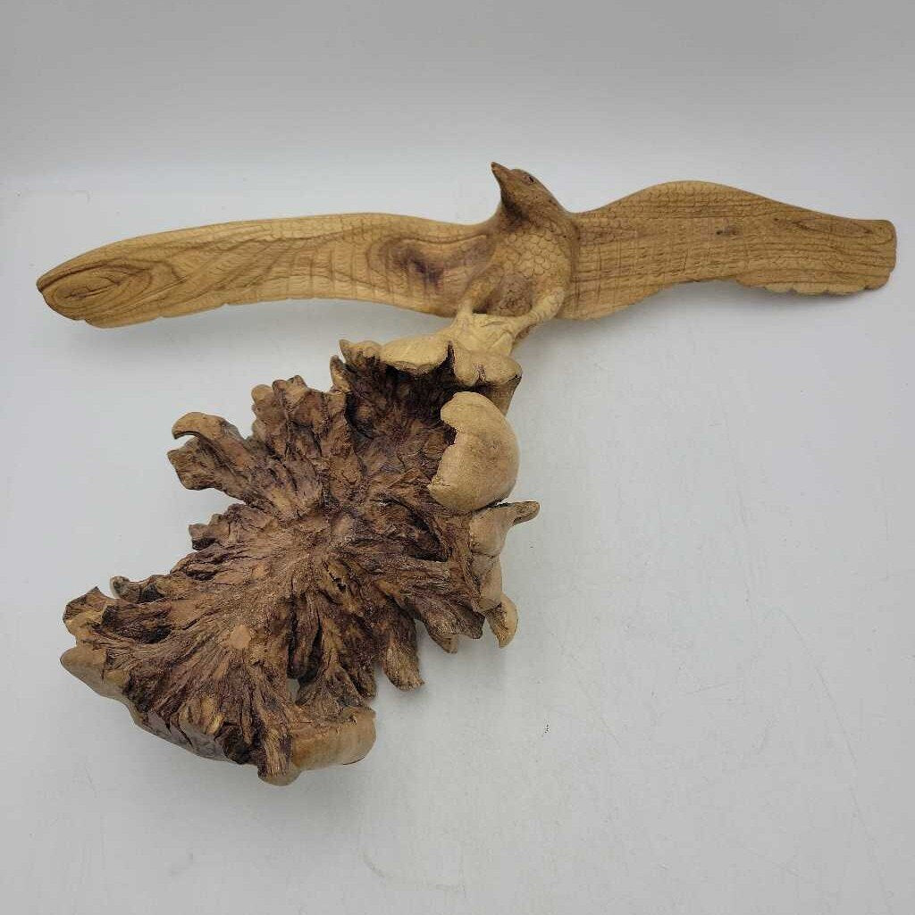 Hand Carved Eagle in Flight on Burl - Artist Signed (RV)