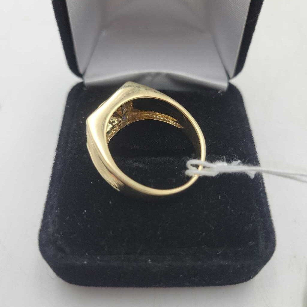 14k Diamond & Sapphire Signet Style Ring - 13402