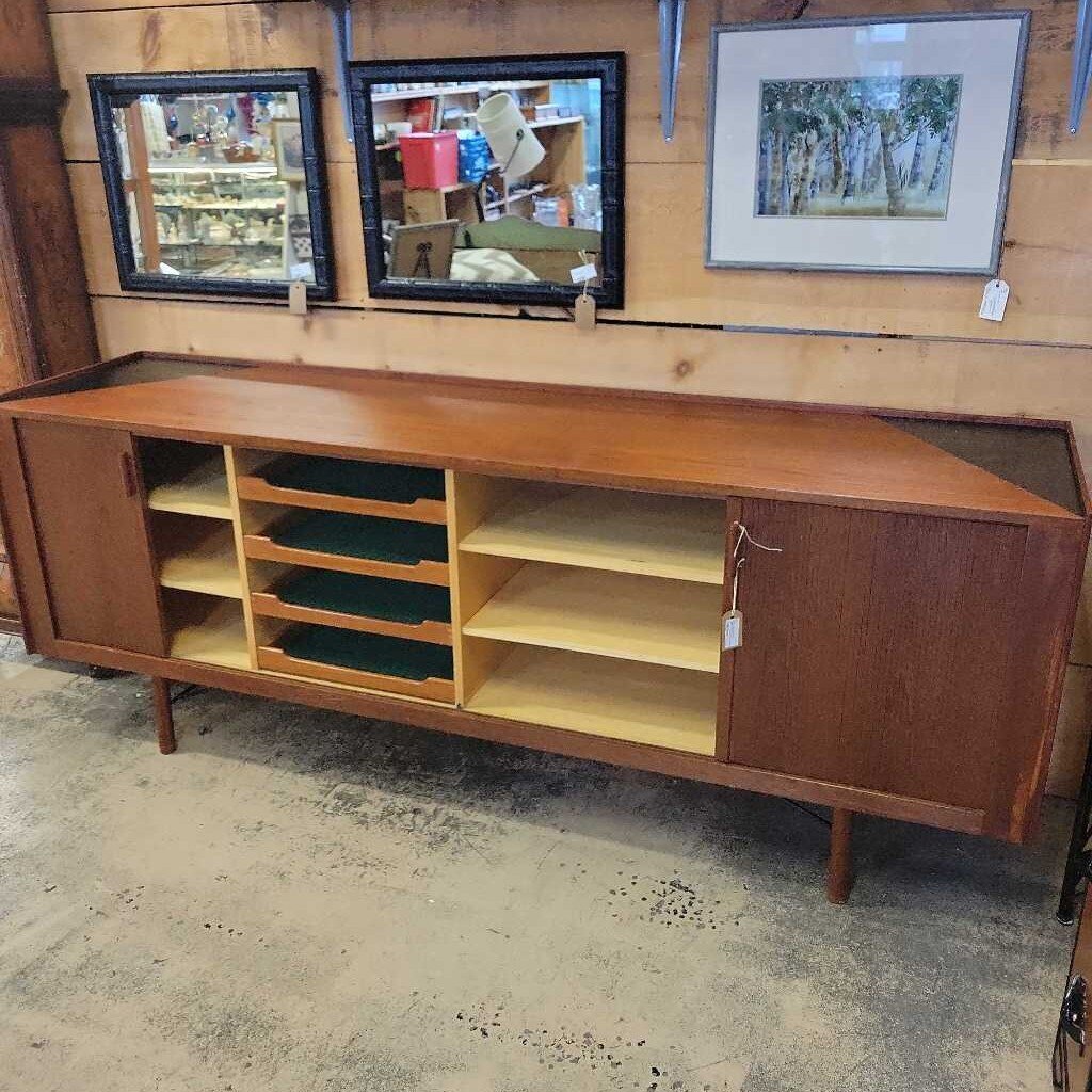 HB2 Danish Mid Century Modern Teak Tambour Credenza