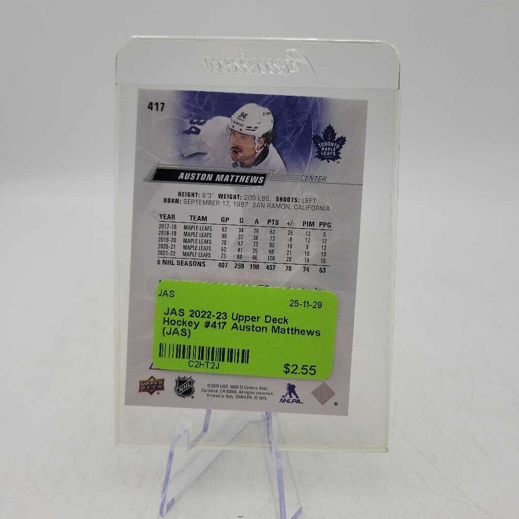 2022-23 Upper Deck Hockey #417 Auston Matthews (JAS)