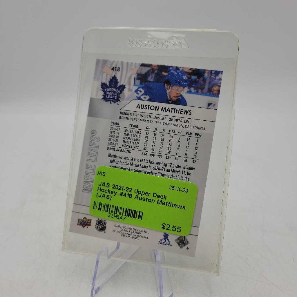 2021-22 Upper Deck Hockey #418 Auston Matthews (JAS)