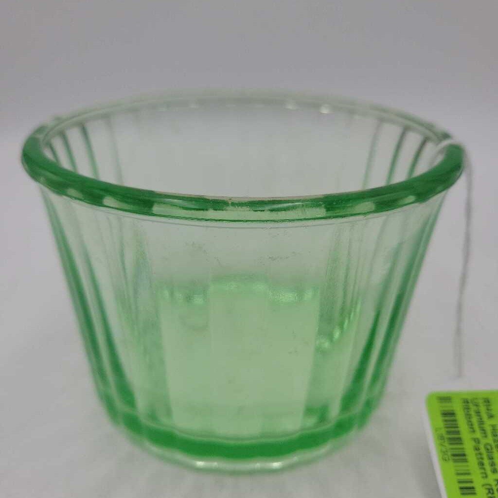 Hazel Atlas 1930's Uranium Glass Refrigerator Dish Ribbon Pattern (RHA)