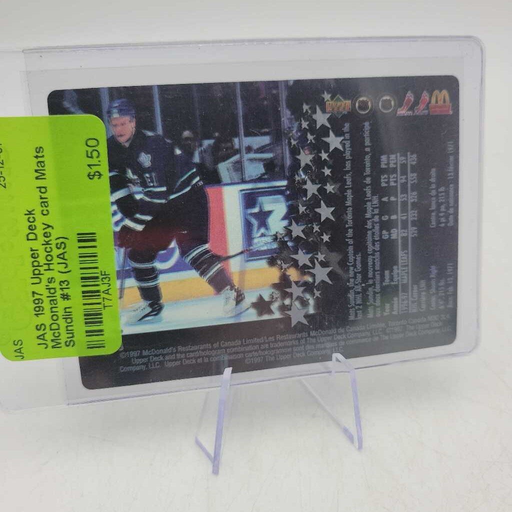 1997 Upper Deck McDonald's Hockey card Mats Sundin #13 (JAS)